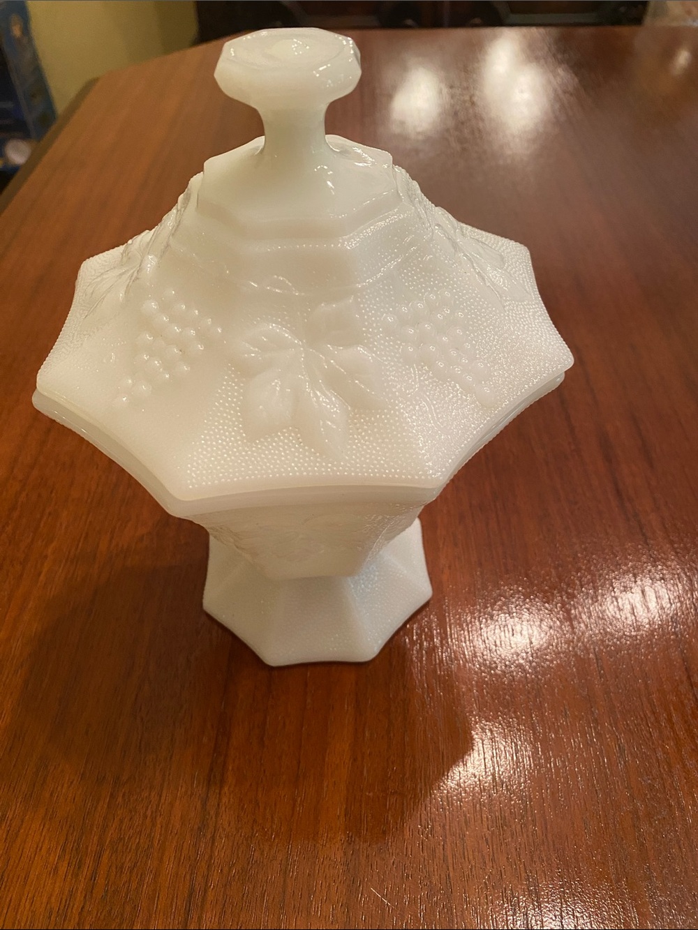 Vintage Anchor Hocking White Milk Glass Covered dish